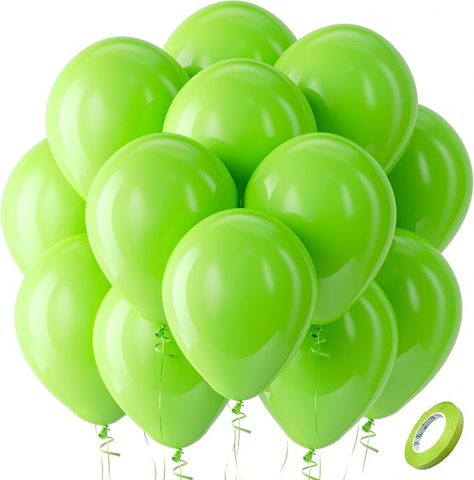 Bezente Lime Green Latex Round Helium Party Balloons 100 Pack 12 inch | Light by Bezente