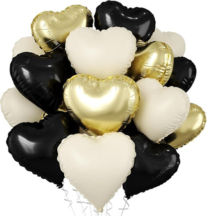 Gold Black White Heart Balloons by FEYG
