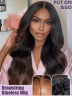 YIROO Bye Bye Knots Chestnut Brown Ombre Light Yaki Straight Wig Human Hair,7x5 Lace Front Glueless Wig with Drawstring,Pre Cut Pre Plucked Pre Bleached Knots Natural Hairline Wig for Women 22Inch