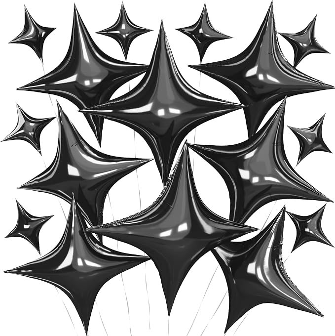 Black Star Balloons, 26 Inch and 10 Inch Black Stars Shaped Balloon by BIAPIAN