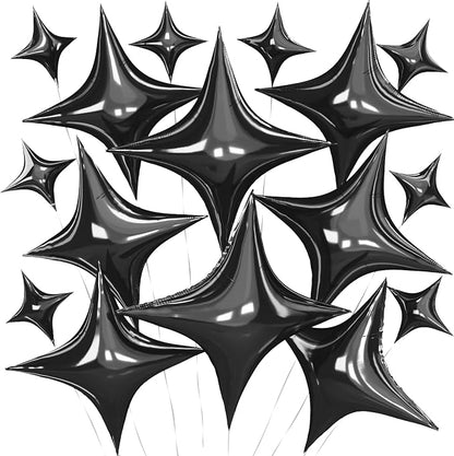 Black Star Balloons, 26 Inch and 10 Inch Black Stars Shaped Balloon by BIAPIAN