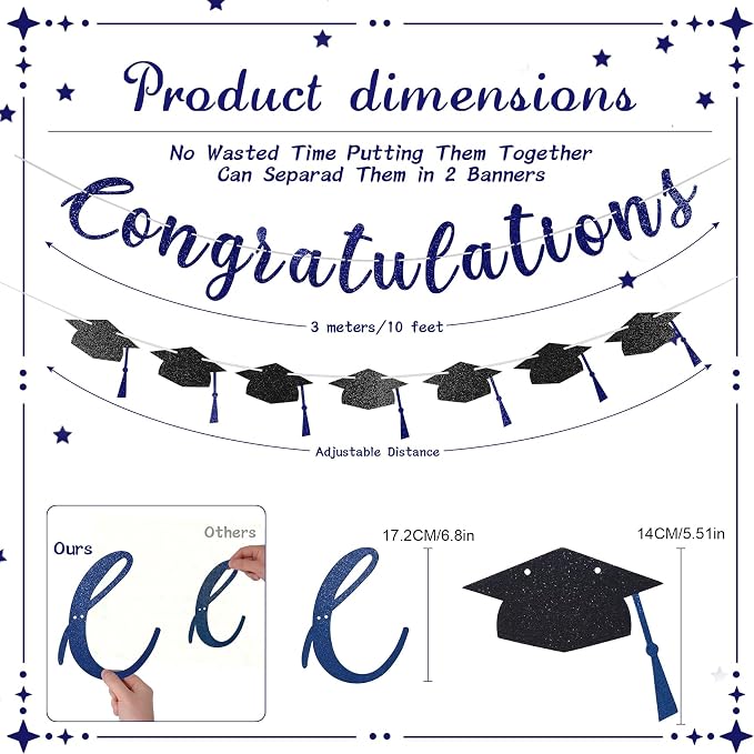2026 Graduation Banners Party Decorations, Glitter Congratulations - Image 7