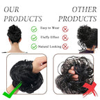 Large Messy Bun Hair Piece Curly Synthetic Extensions Scrunchies Fake Chignon Updo Hairpieces for Women Off Black