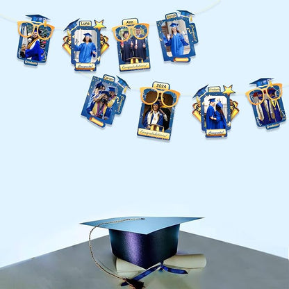 pinkblume Graduation Party Decorations Navy Blue and Gold Grad Photo Banner - Image 4