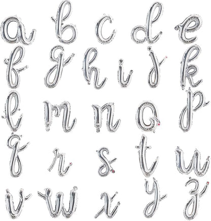 TONIFUL Cursive Silver Letter Balloon 2 Set 16 Inch A-Z Custom Foil Banner | 52 by TONIFUL