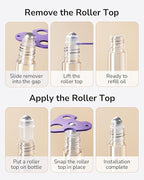 ULG 4/8/12-Pack Essential Oil Roller Bottles 10ml, Empty Bottles with Stainless Steel Roller Balls and Waterproof Labels, Roller Balls For Essential Oils