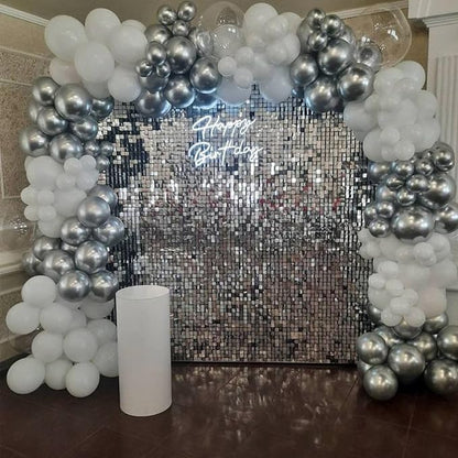 Silver Shimmer Wall Backdrop 36 Panels Cover 6 x 6 Ft, Photo Backdrops - Image 5