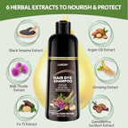 Dark Brown Hair Dye Shampoo for 100% Gray Coverage - 3 IN 1 Hair Color Shampoo with Argan Oil & Ginseng, Ammonia & Paraben Free, Long Lasting Semi-Permanent Natural Color for Women & Men (500ml)