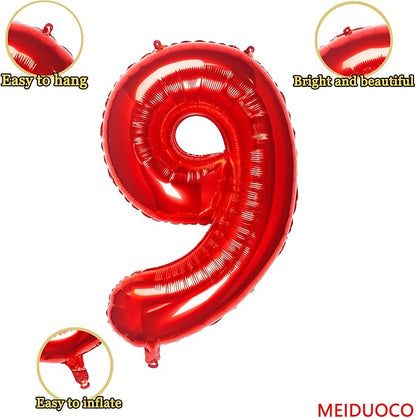 32 inch Red Number 9 Balloon - Image 2