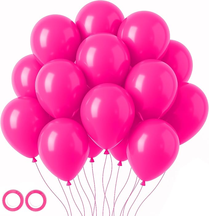 Voircoloria 105pcs Hot Pink Party Latex Balloons, 12inch | by Voircoloria