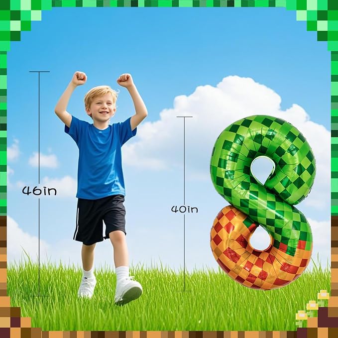 Pixel & TNT Theme 40in Giant Number Balloons - Image 4