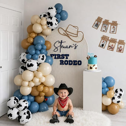 Cowboy Western Balloon, 12 Inch Dusty Blue Brown Balloon - Image 3