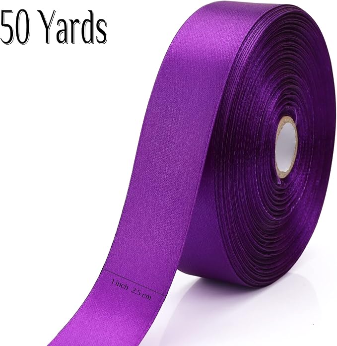 Nsilu 1 inch Purple Ribbon for Gift Wrapping 50 Yards Perfect Wedding Party - Image 2