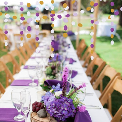 White Purple-Gold Party-Decorations Paper Garland - 52ft Glitter Hanging - Image 8