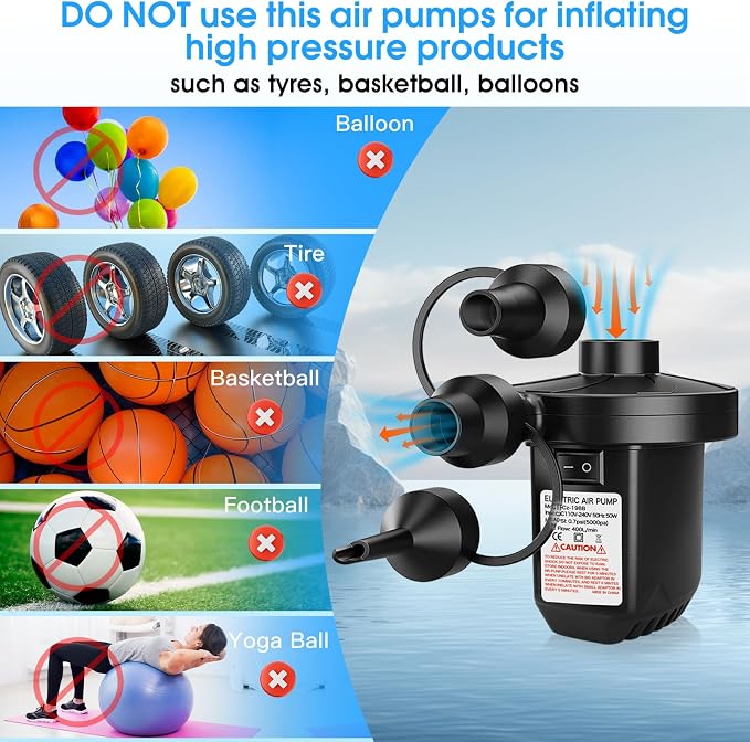 Electric Air Pump for Inflatable, Portable Air Mattress Pump, Quick Fill - Image 6