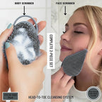 Silver Infused Body Face Scrubber Set - 2 Pack Premium Shower Brush Kit - Avilana Advanced Material Bath Loofah Alternative Complete Skincare System - Luxury Gift Set Women Men