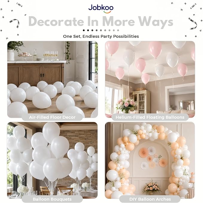 Jobkoo White Balloons 50Pcs 12 Inch Wedding Bridal Engagement Latex Balloon | - Image 4