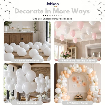 Jobkoo White Balloons 50Pcs 12 Inch Wedding Bridal Engagement Latex Balloon | - Image 4