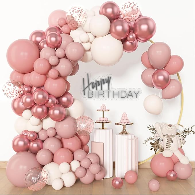 Archloon 156pcs Dusty Pink Balloon Garland Arch Kit, Different Sizes 18 12 10 5 by Aarchloon
