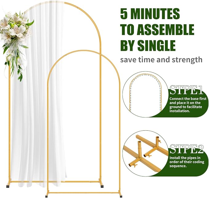 2 Pack Arch Backdrop Stand and Cover Set, Balloon Arch Stand | Metal Background - Image 3
