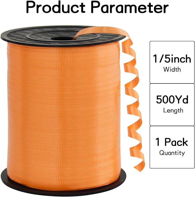 BEISHIDA 500 Yards Matte Orange Curling Ribbon Balloon String Crimped Ribbons - Image 2
