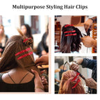 Ondder 24 Pcs Red Large Alligator Hair Clips for Styling Sectioning, Pro Salon Clips for Hair Coloring Cutting, Hair Styling Accessories for Women
