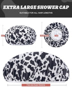 Auban Shower Cap, Shower Cap for Women Terry Cloth Lined EVA Exterior Reusable Double Layer Waterproof, Large Bath Hair Cap for All Hair Lengths, Hotel Travel Essentials Accessories Deep Conditioning