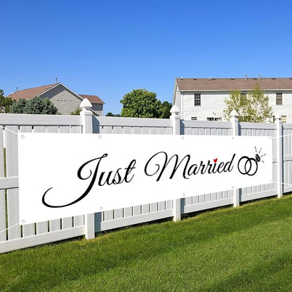 Just Married Flag Banner Outdoor Indoor Decoration Flag Double Stitched - Image 3