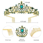 Velscrun Princess Crown - Green Tiara & Sash Set for Princess Birthday Party Decorations