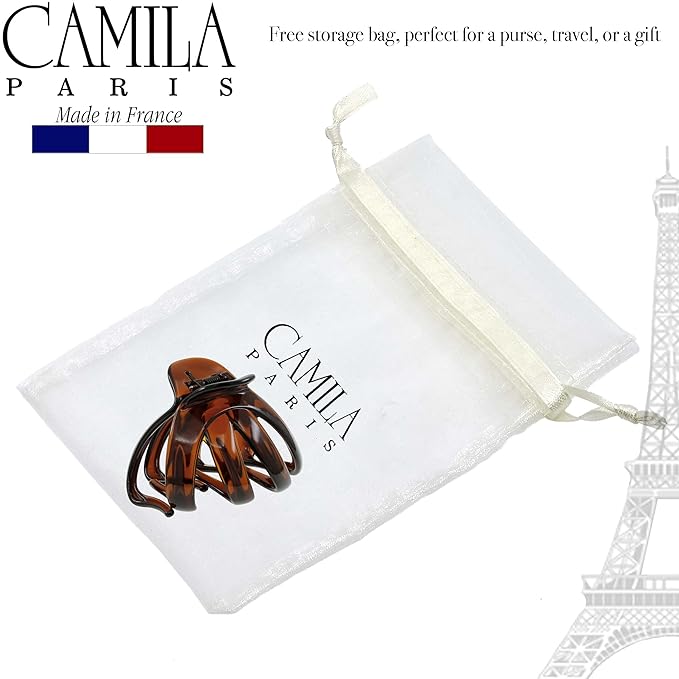 Camila Paris AD704 Small French Octopus Hair Clip for Women Thick Hair for Long Curly Wavy Hair, Girls Hair Claw Clips, Styling Big Claw Clip for Thick Hair, Strong Hold No Slip Grip, Made in France