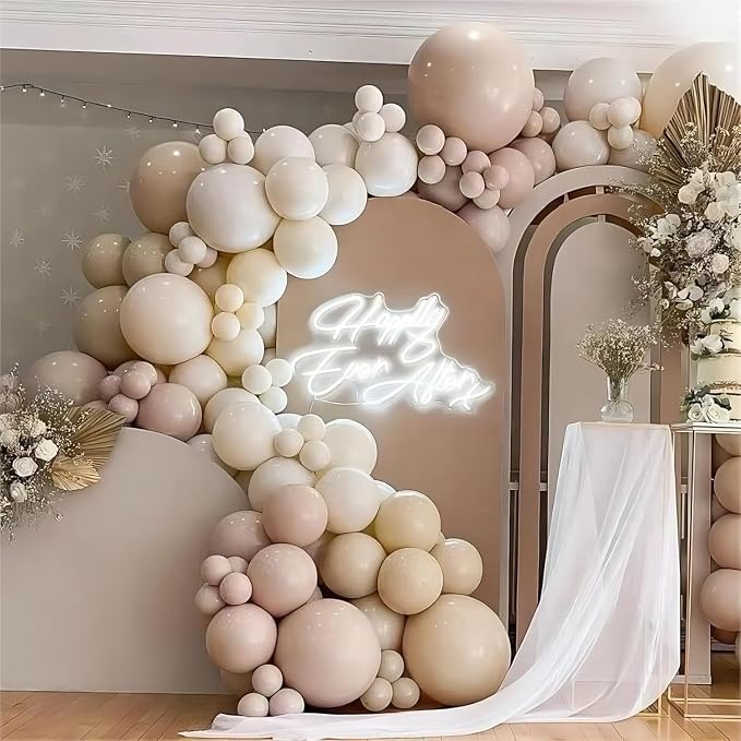 White Sand Balloon Arch Kit, 18 12 10 5 Inch Different Size Balloons - Image 3