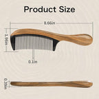 Onedor Handmade Buffalo Horn and Sandalwood Hair Combs - Anti-Static Natural Scent Wooden Detangler (Fine Tooth)