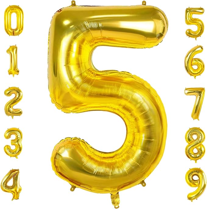 Number 5 Balloons for 5th Birthday Party Decorations, 0-100 Large No.5 Balloons by Joycard