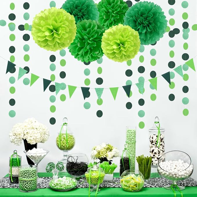 Green Party Decorations Tissue Pom-Poms - Image 4