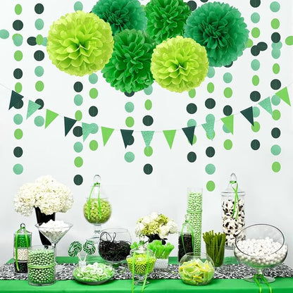 Green Party Decorations Tissue Pom-Poms - Image 4