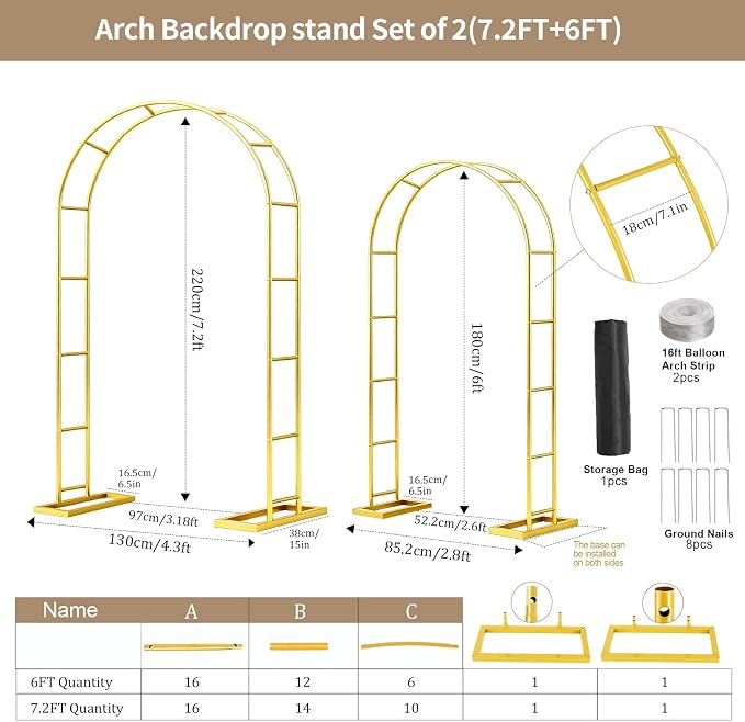 2 Pack Wedding Arch Backdrop Stand Metal Frame - Image 4