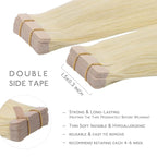 WENNALIFE Tape in Hair Extensions Human Hair, 20pcs 50g 20 inch Bleach Blonde Remy Hair Extensions Straight Human Hair Tape in Extensions Skin Weft Tape Extensions Human Hair