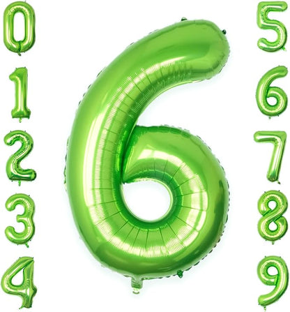 40 Inch Green Number 6 Balloon Lime Big Large Helium Number 0-9 | Giant Digital by SULALABOO