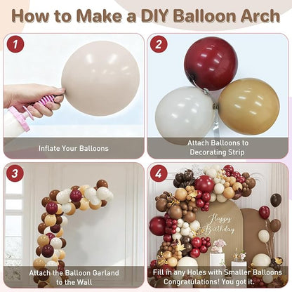 Burgundy Brown White Balloon Garland Arch Kit - Image 3