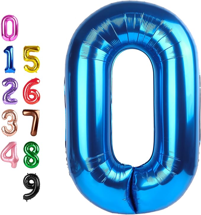 Number Balloons 0 Balloon 40 inch Blue by Enyeopd