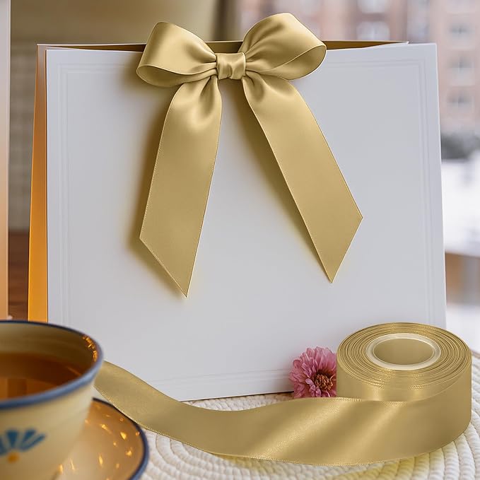 30Yards 1 1/2In Polyester Champagne Gold Ribbon - Image 7