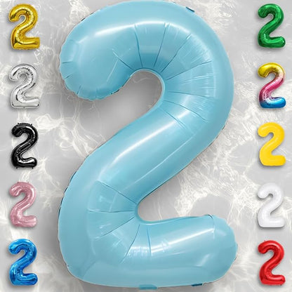 Candy Blue Number Balloon 2 Mylar Foil Balloons 16 Inch - Image 6