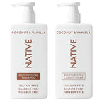 Native Coconut & Vanilla Shampoo and Conditioner Contain Naturally Derived Ingredients | All Hair Types, Color & Treated, Fine to Dry Damaged, Sulfate & Dye Free - 2-Pack