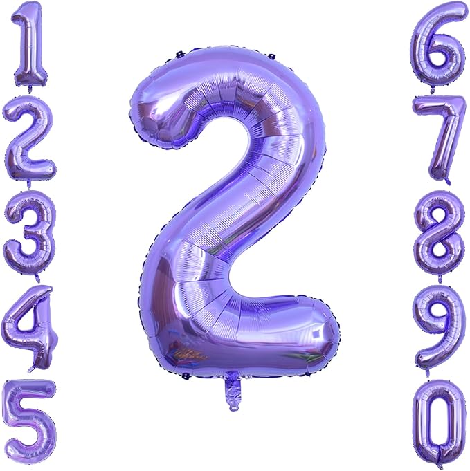 Purple Number 2 Balloon 40 Inch, Giant Lavender Mylar Foil Number 2 by Unknown