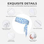 Boys Girls Sports Sweat Band, Multipurpose Long Head Ribbon for Sports Workout Spa, Fashion Light Blue Animal Cow Print Headdress Hand Decor