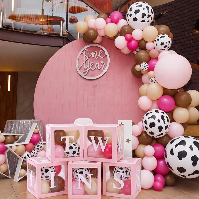 Thyle 5pcs Pink Twins Baby Shower Boxes Cowgirl Baby Shower Decorations - Image 5
