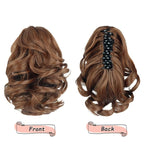 Ponytail Extension, Clip on Ponytails for Women, 9" Claw Clip in Short Curly Wavy Pony Hair Extension for Women - Light Golden Brown