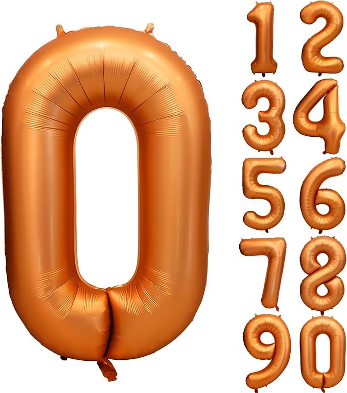 40 Inch Orange Number 0 Foil Balloon Retro Orange Digital 0 Helium Balloon | by YOIOZAIZAI