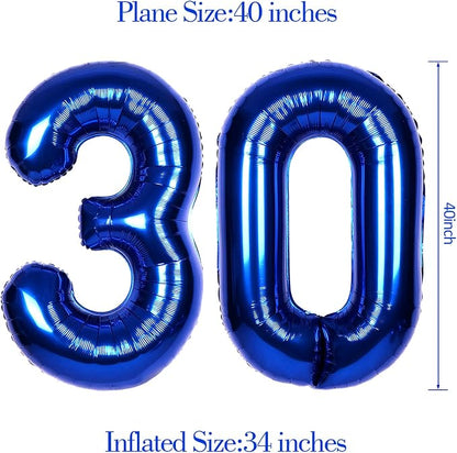 40 Inch Navy Blue Big Number 30 Balloon 0-9 Large Helium | Royal Blue Balloons - Image 6