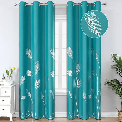 Teal Blackout Curtains 84 Inches Long, Grommet Curtains by ESTELARTEXTILER